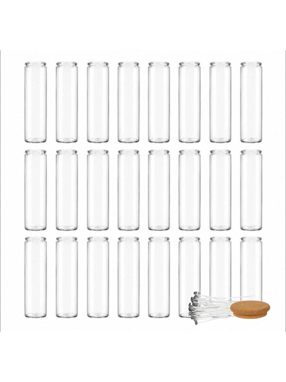 7-Day Glass Prayer Candle Making Kit - Clear Jars, Cork Lids & Wicks Included